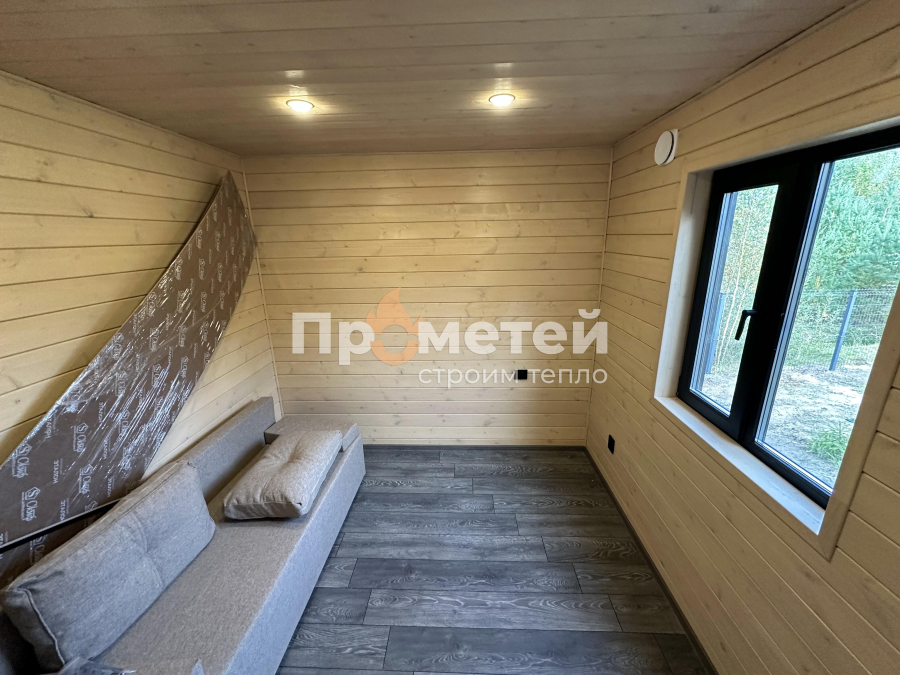 Модульный дом МД-49 с баней Норд 2.5x6 метров с террасой